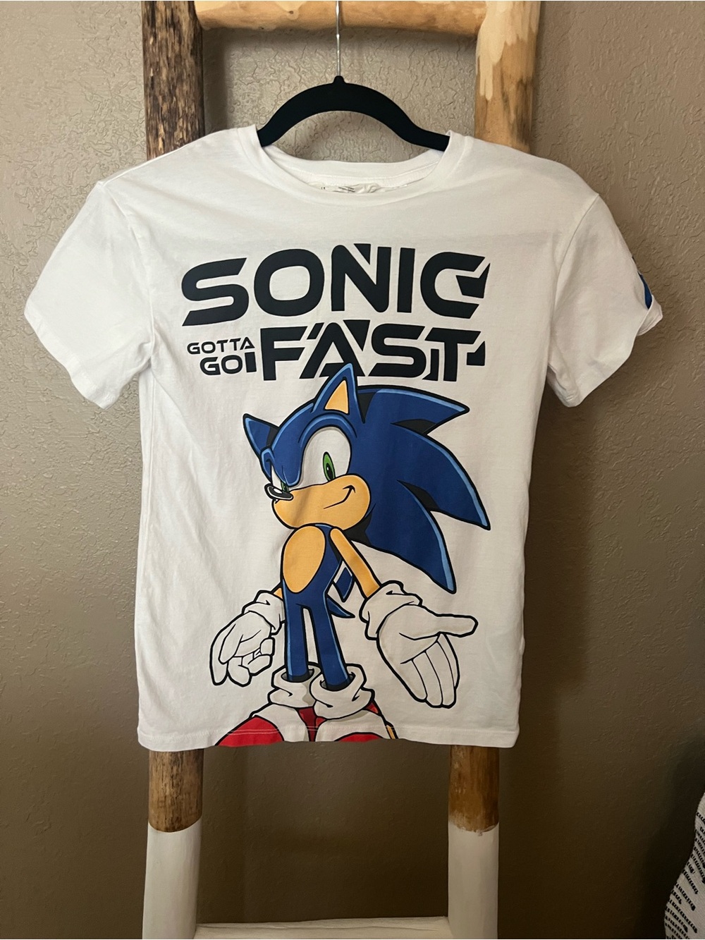 H&M White Kids Tee with Blue Sonic Graphic